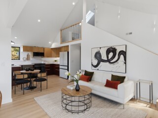 Three bedrooms. Three baths, quiet and light filled